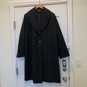 NWT Jones New York Black Wool Blend Coat,  1X